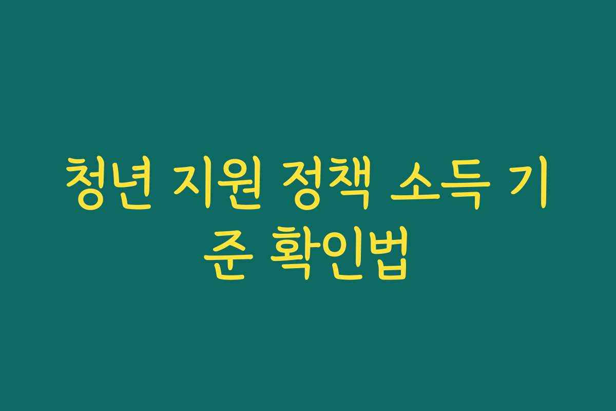 청년 지원 정책 소득 기준 확인법