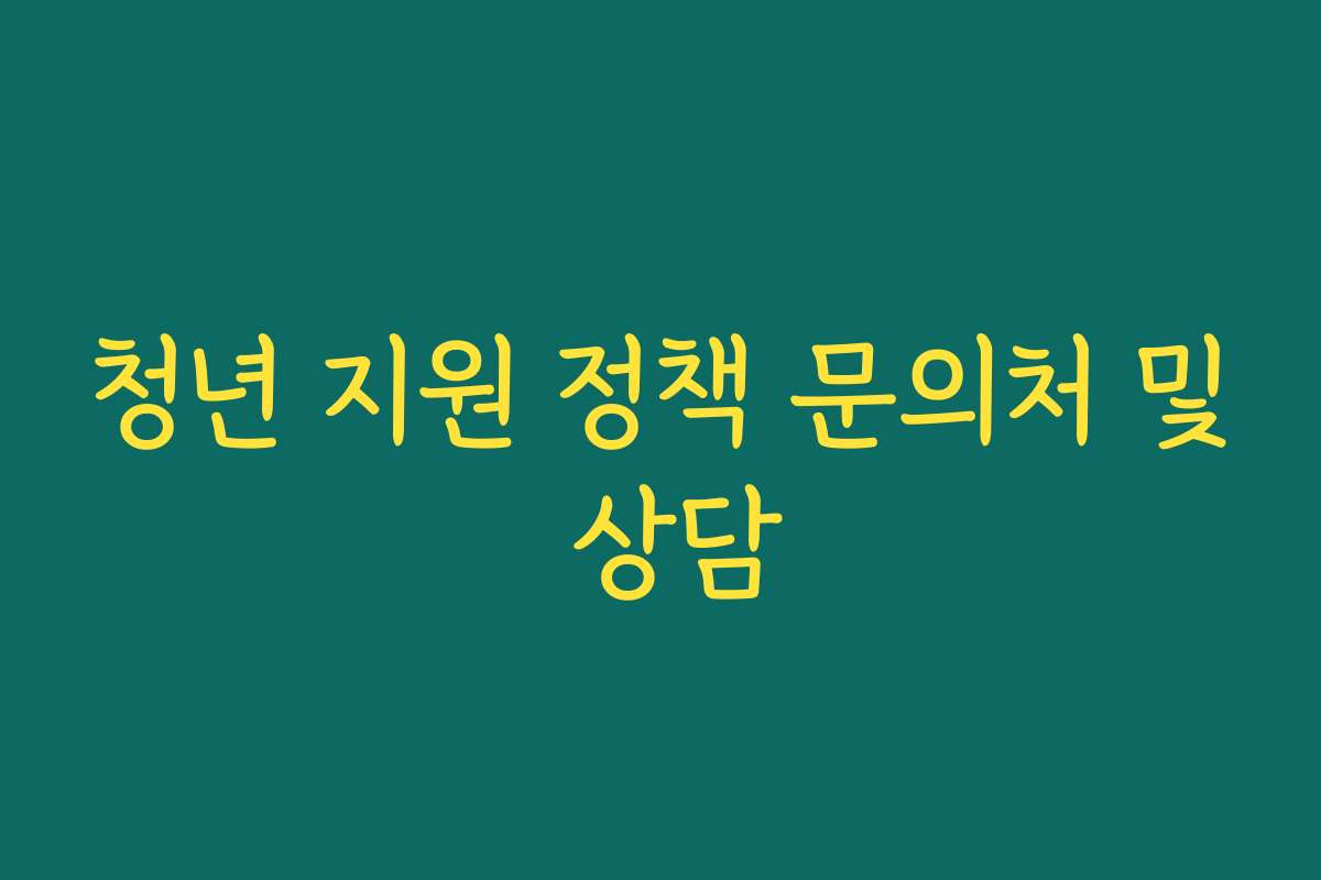 청년 지원 정책 문의처 및 상담