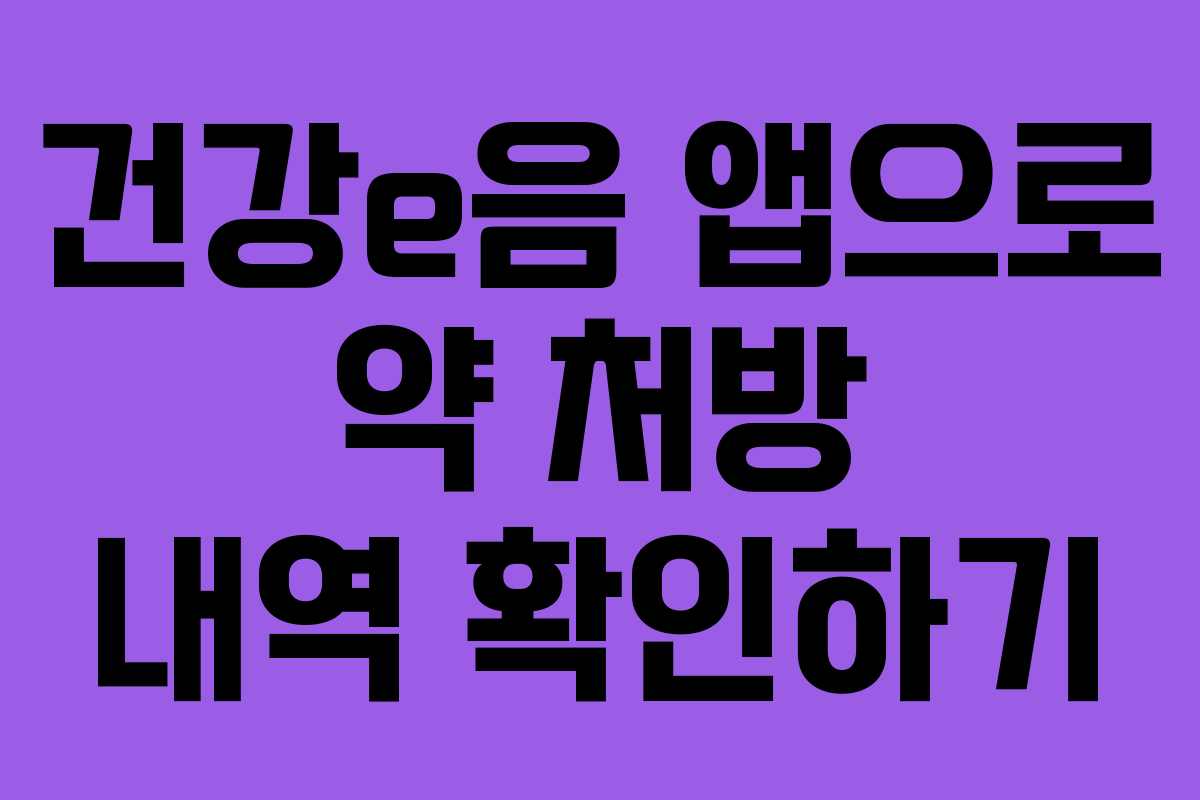 건강e음 앱으로 약 처방 내역 확인하기 건강e음 앱으로 약 처방 내역 확인하기