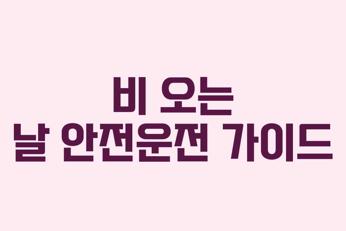 비 오는 날 안전운전 가이드