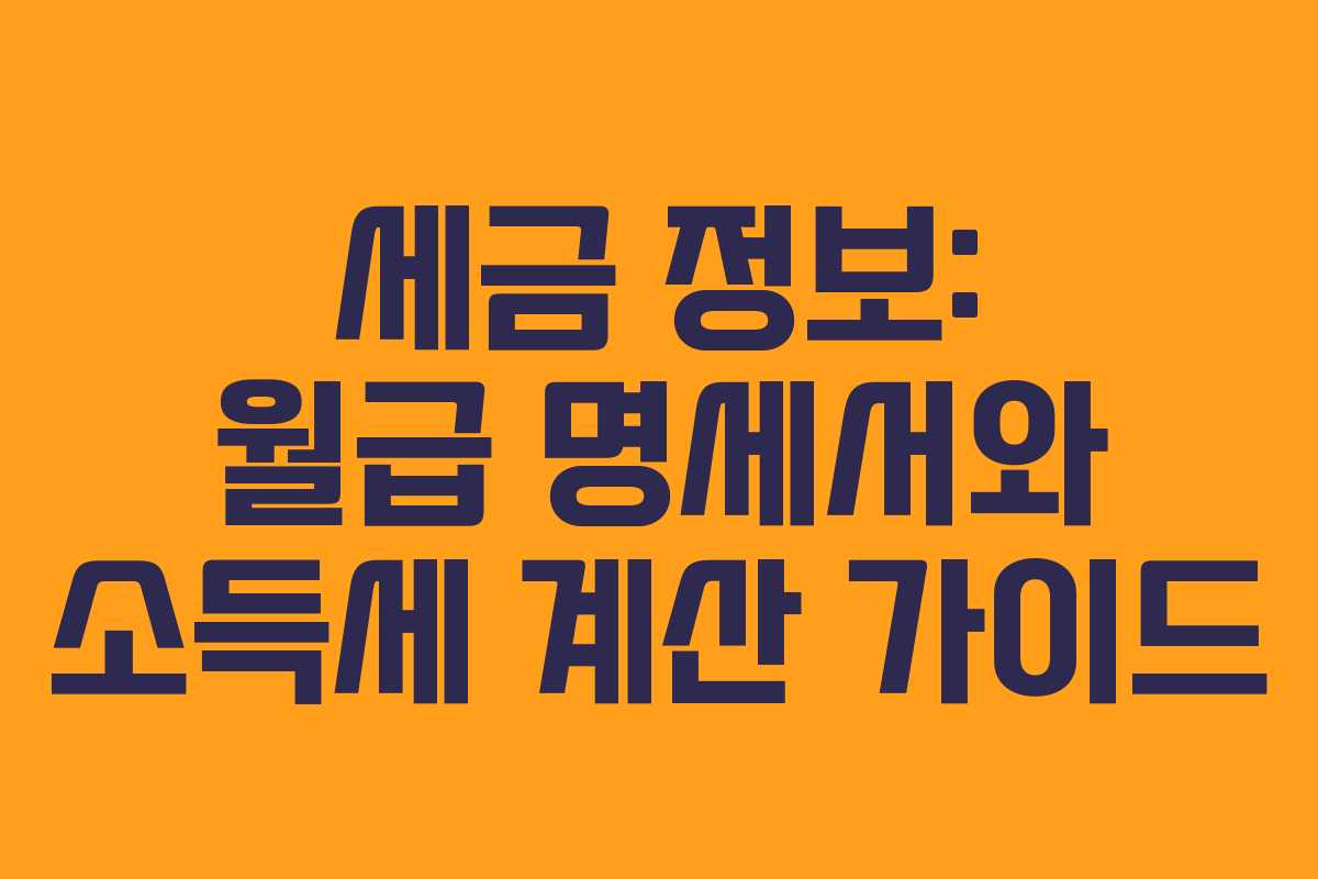 세금 정보: 월급 명세서와 소득세 계산 가이드