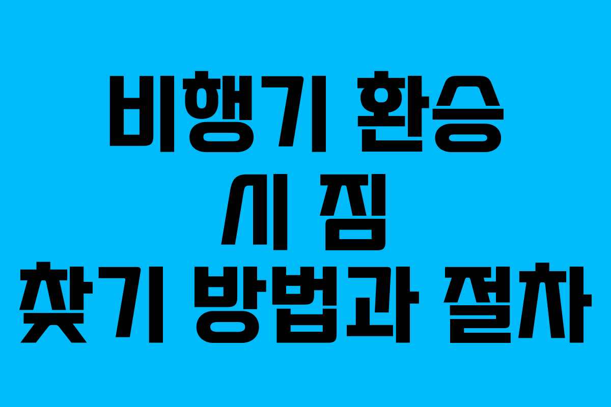 비행기 환승 시 짐 찾기 방법과 절차 비행기 환승 시 짐 찾기 방법과 절차