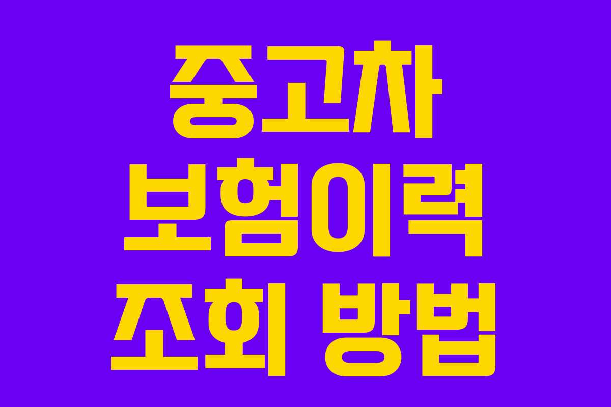중고차 보험이력 조회 방법