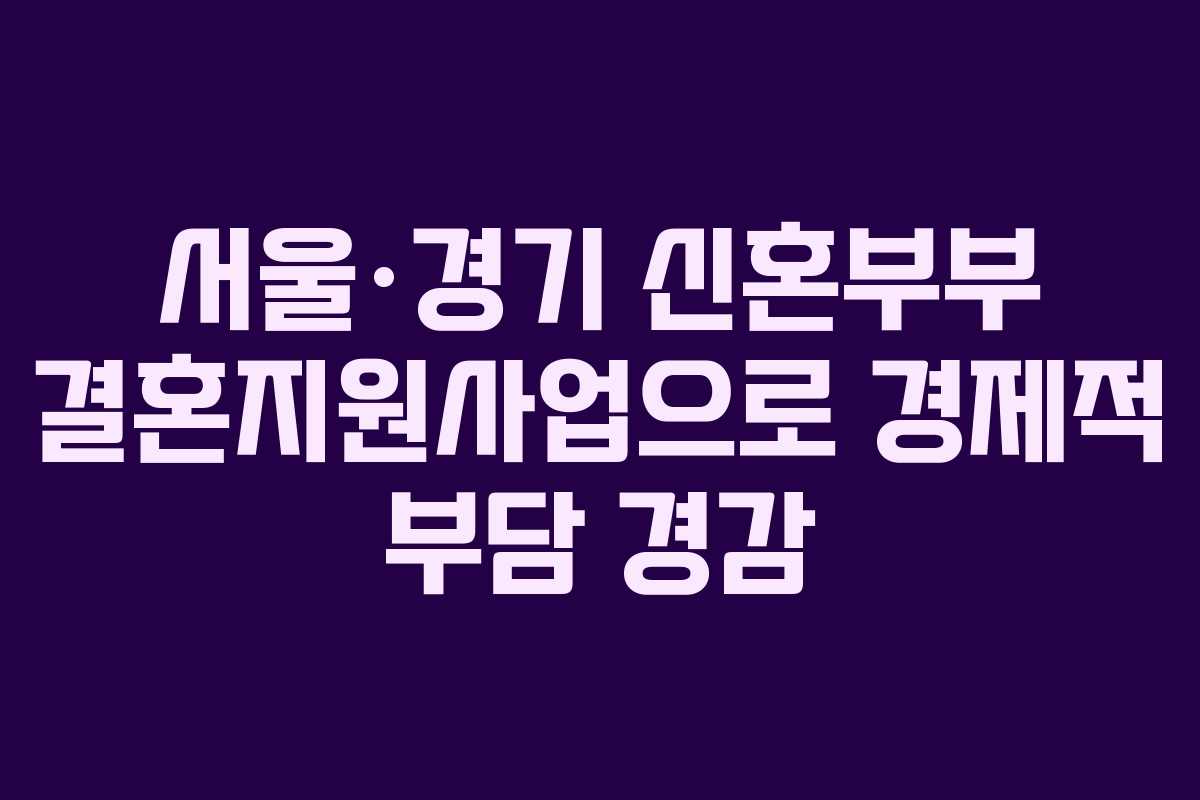 서울·경기 신혼부부 결혼지원사업으로 경제적 부담 경감