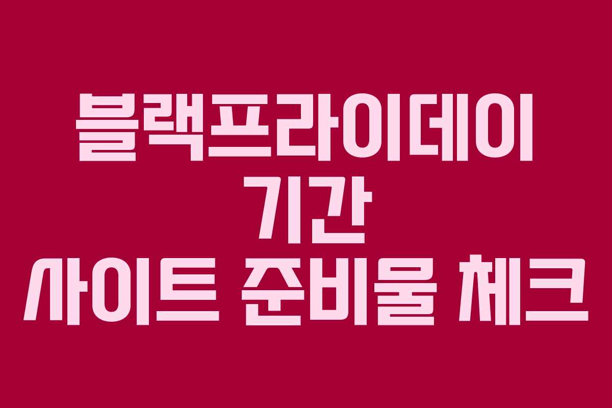 블랙프라이데이 기간 사이트 준비물 체크