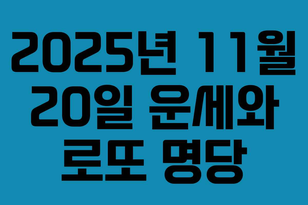 2025년 11월 20일 운세와 로또 명당