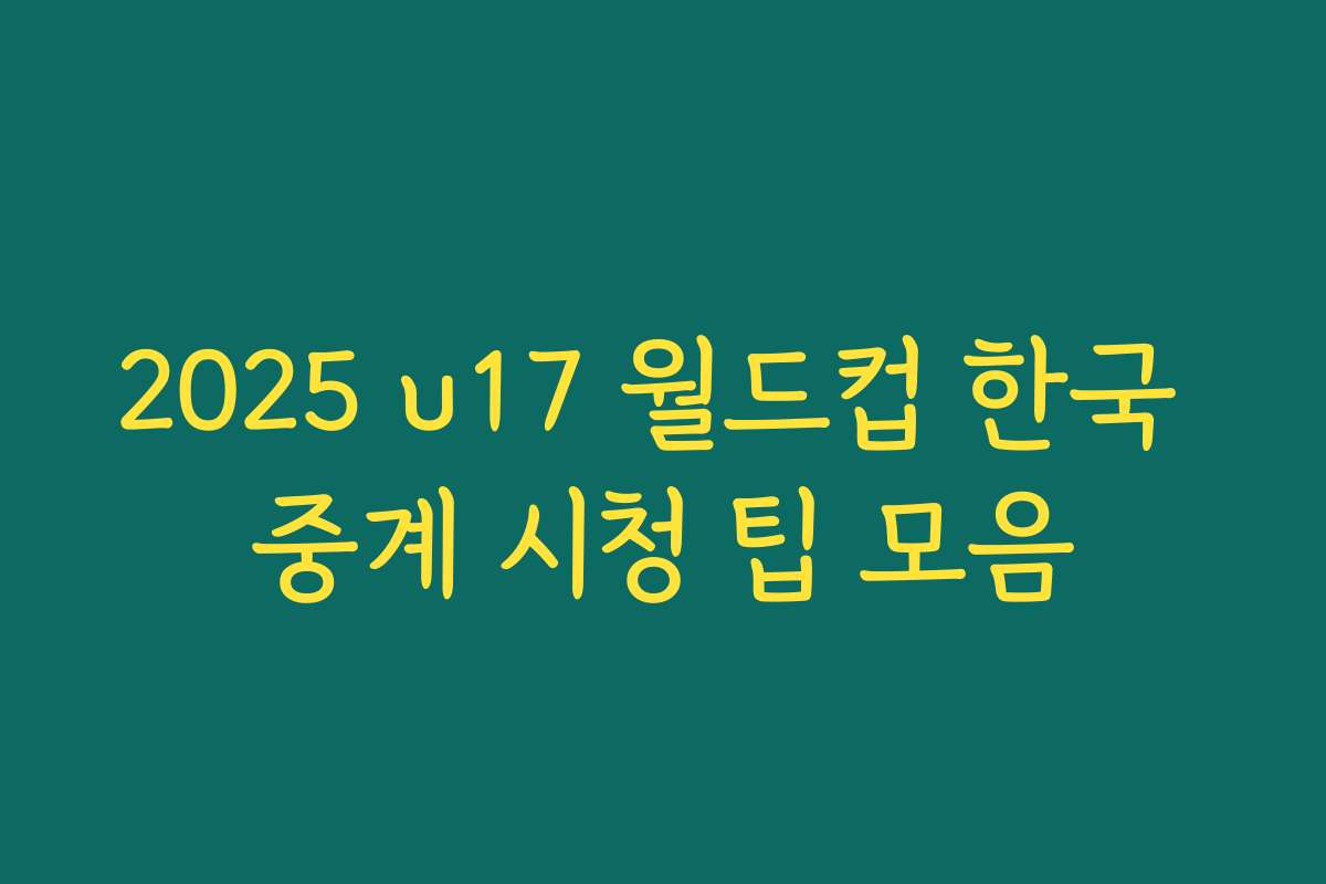 2025 u17 월드컵 한국 중계 시청 팁 모음