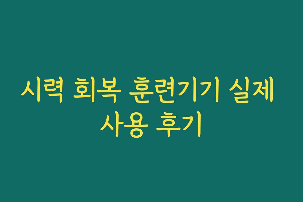시력 회복 훈련기기 실제 사용 후기