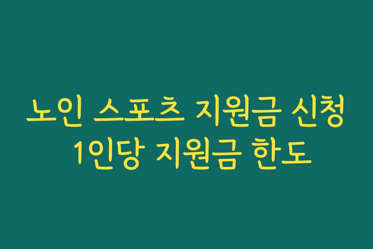 노인 스포츠 지원금 신청 1인당 지원금 한도