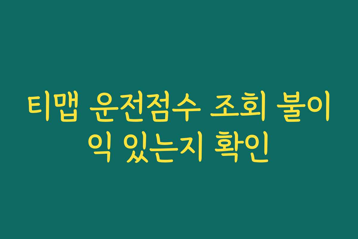 티맵 운전점수 조회 불이익 있는지 확인