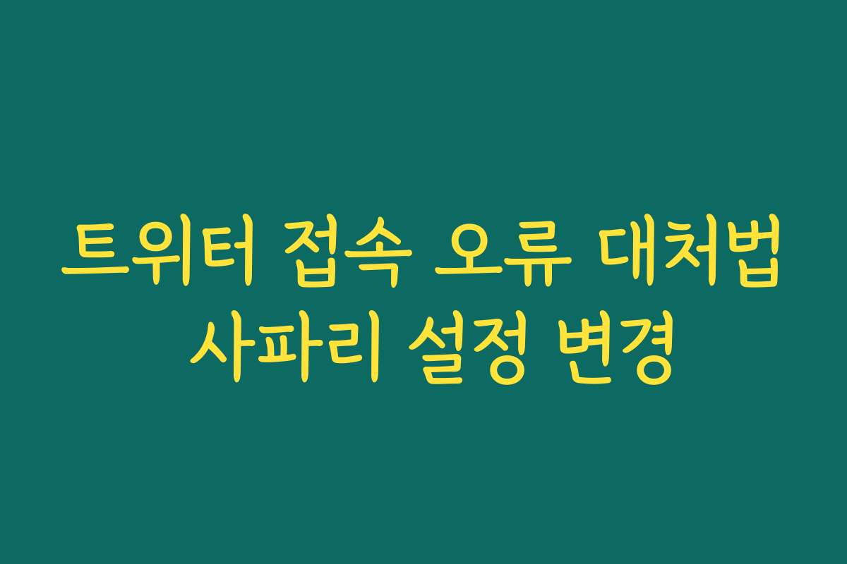 트위터 접속 오류 대처법 사파리 설정 변경