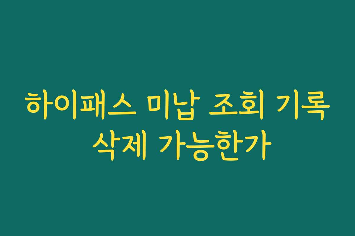 하이패스 미납 조회 기록 삭제 가능한가
