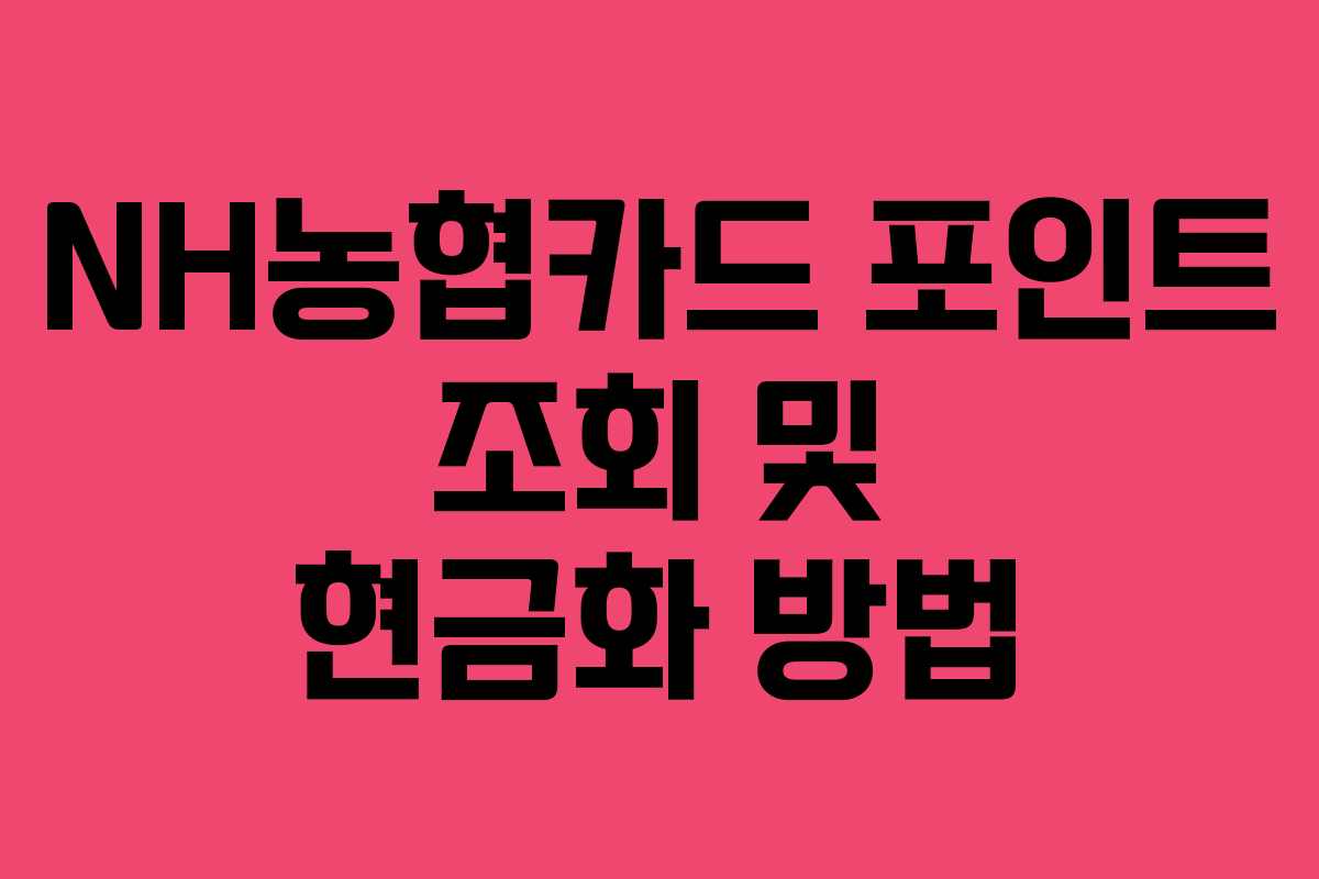 NH농협카드 포인트 조회 및 현금화 방법