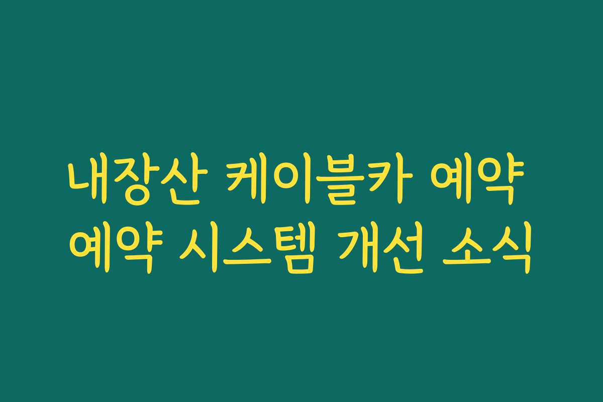 내장산 케이블카 예약 예약 시스템 개선 소식