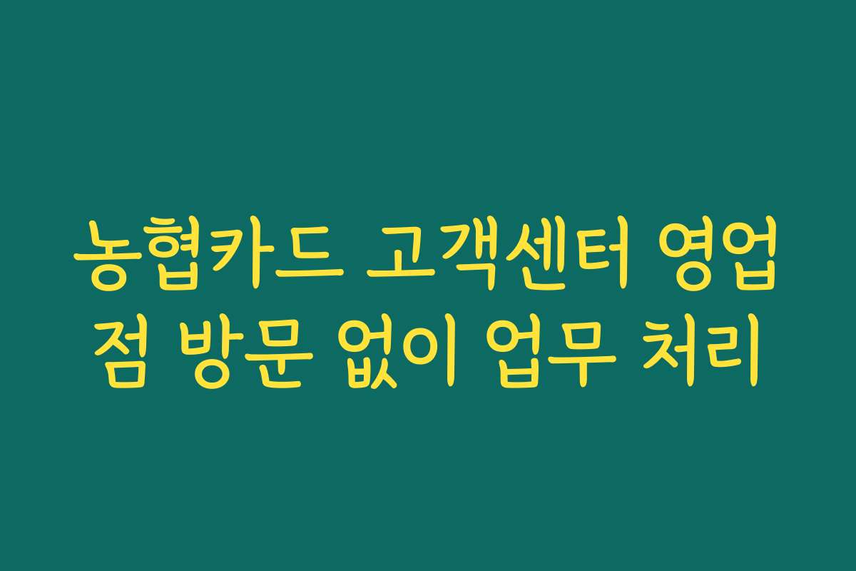 농협카드 고객센터 영업점 방문 없이 업무 처리