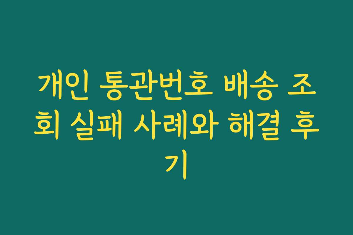 개인 통관번호 배송 조회 실패 사례와 해결 후기