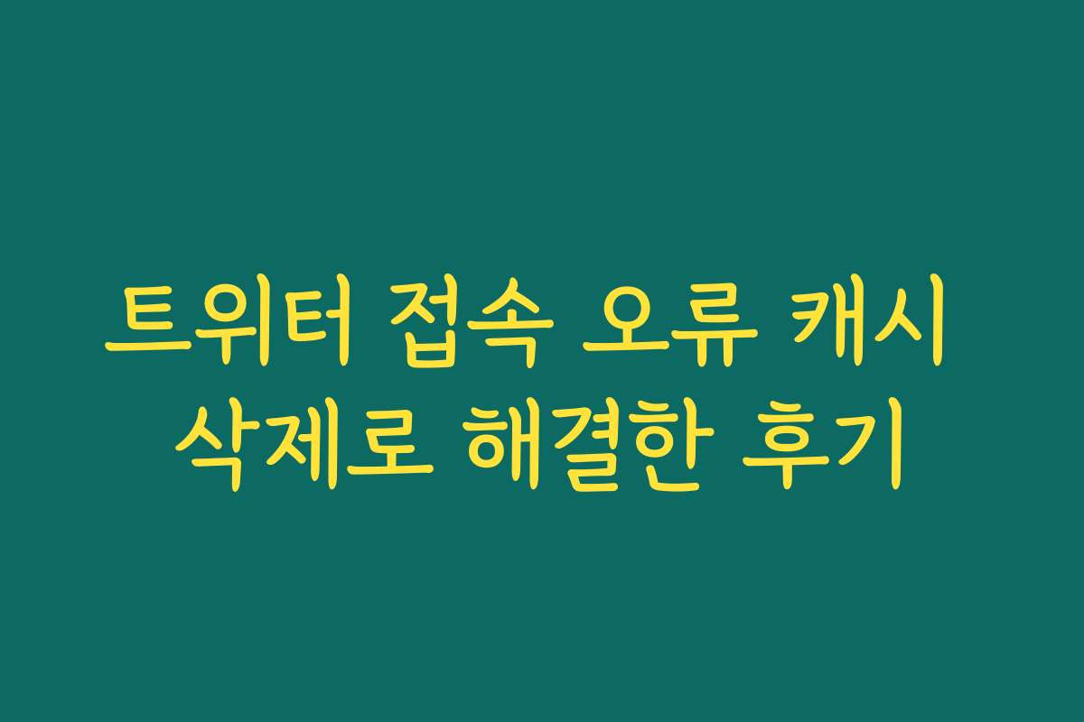 트위터 접속 오류 캐시 삭제로 해결한 후기