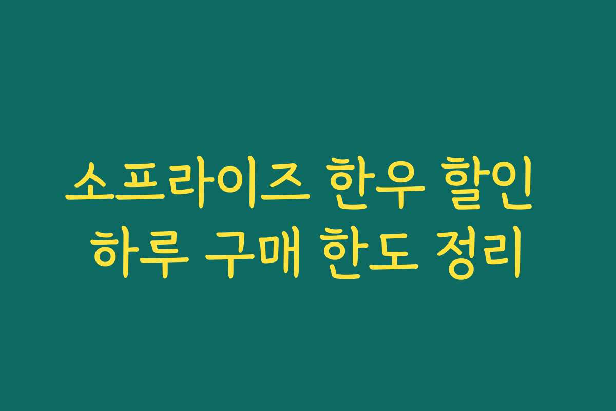 소프라이즈 한우 할인 하루 구매 한도 정리