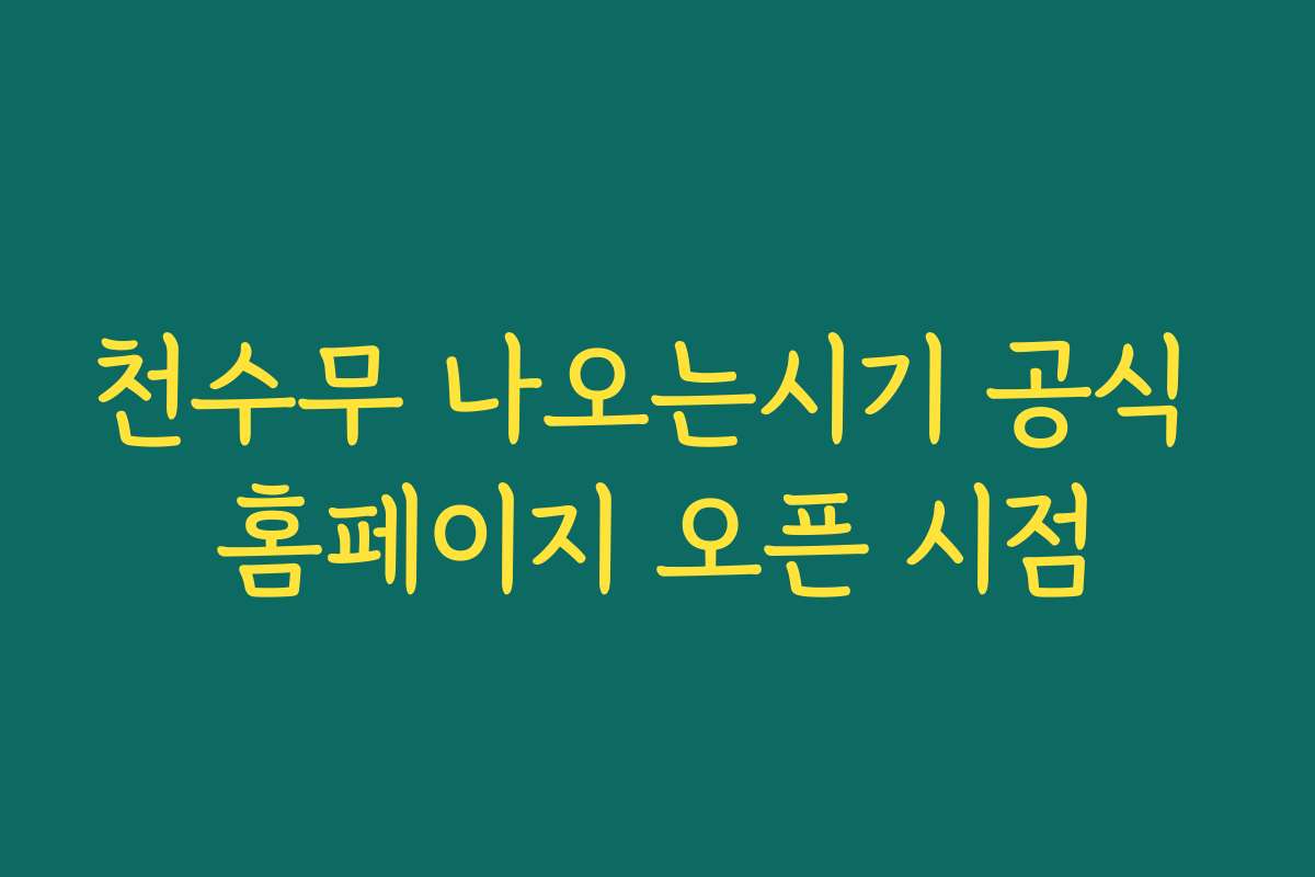 천수무 나오는시기 공식 홈페이지 오픈 시점