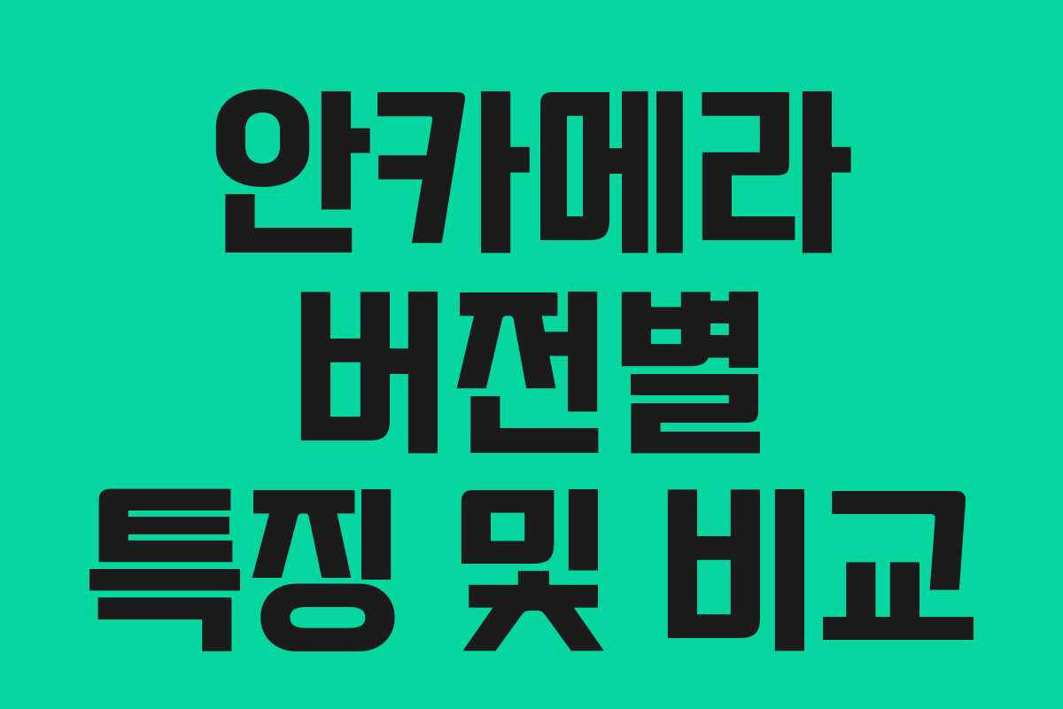 안카메라 버전별 특징 및 비교