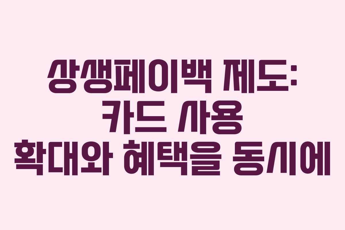 상생페이백 제도: 카드 사용 확대와 혜택을 동시에