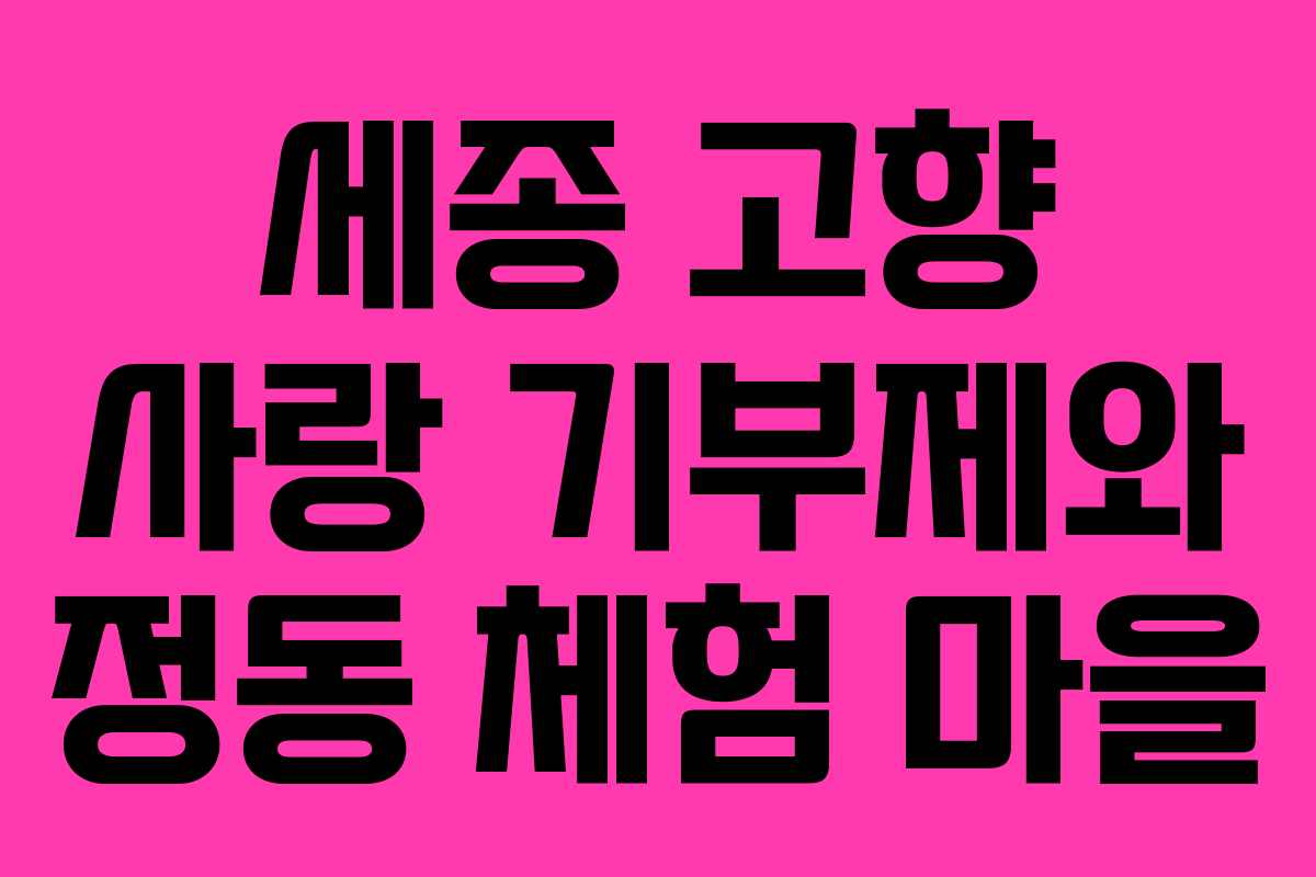 세종 고향 사랑 기부제와 정동 체험 마을