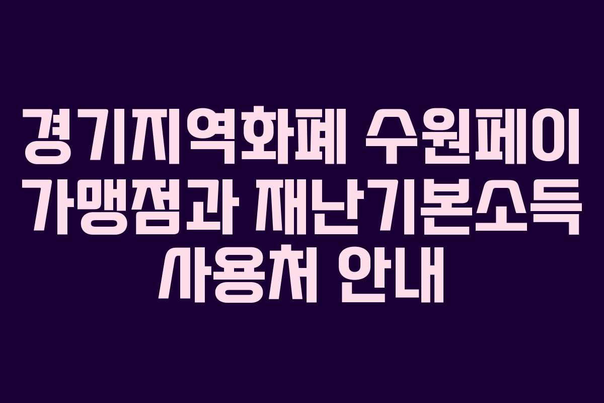 경기지역화폐 수원페이 가맹점과 재난기본소득 사용처 안내