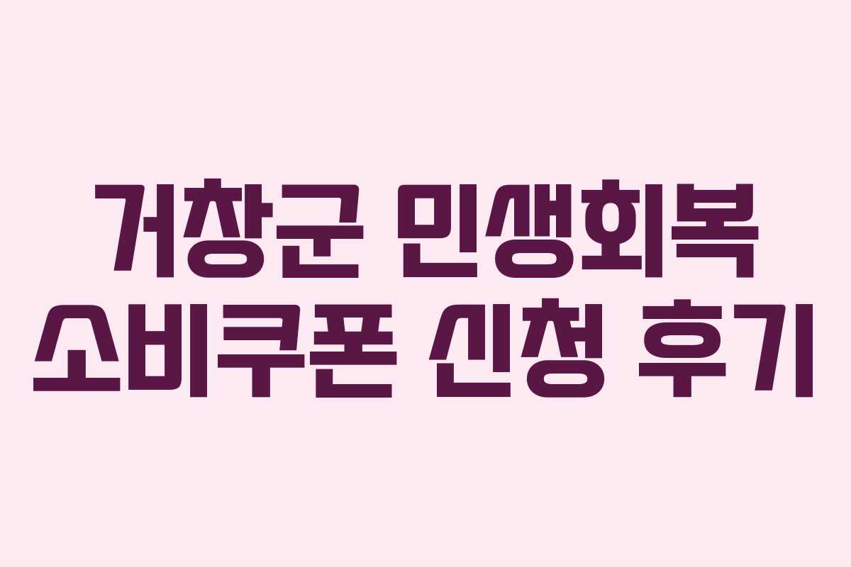 거창군 민생회복 소비쿠폰 신청 후기