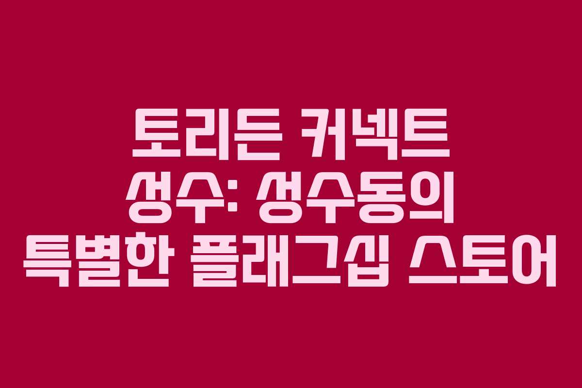 토리든 커넥트 성수: 성수동의 특별한 플래그십 스토어