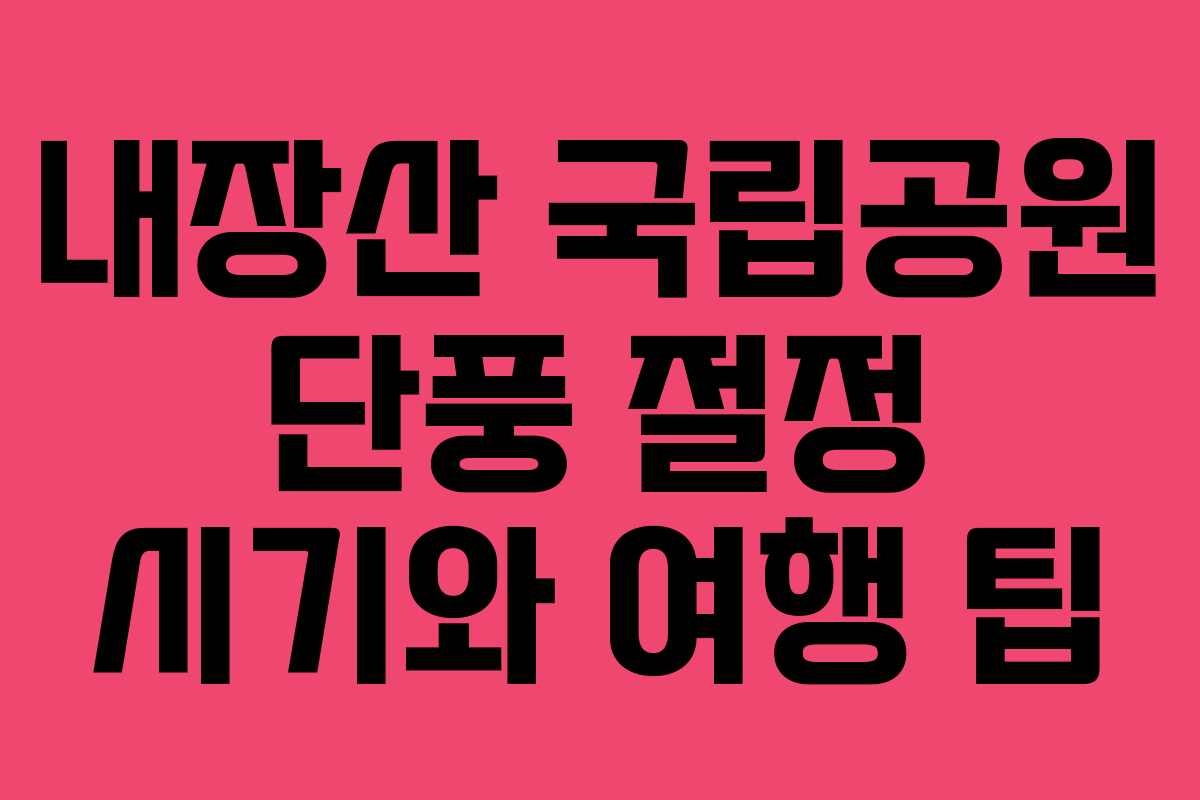 내장산 국립공원 단풍 절정 시기와 여행 팁