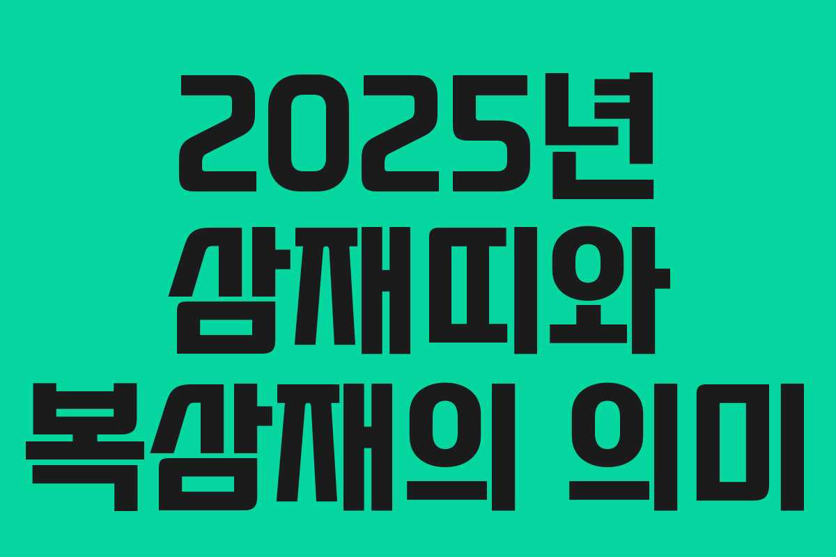 2025년 삼재띠와 복삼재의 의미