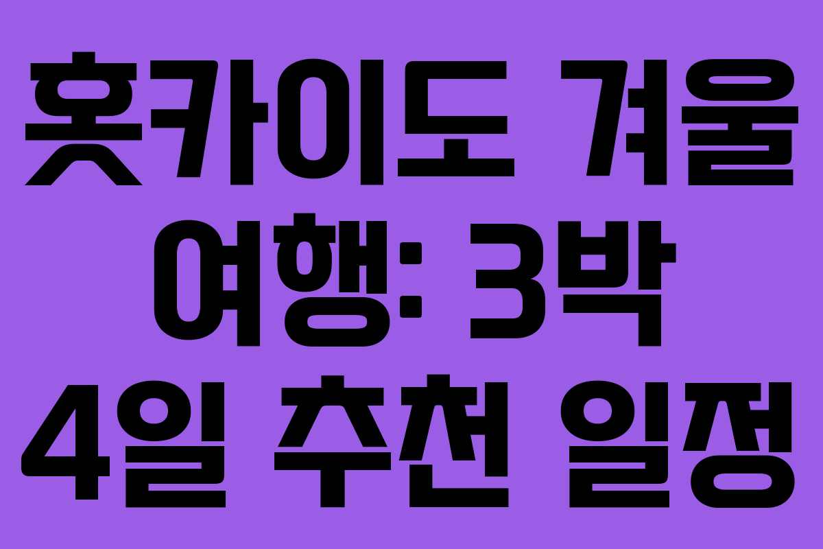 홋카이도 겨울 여행: 3박 4일 추천 일정
