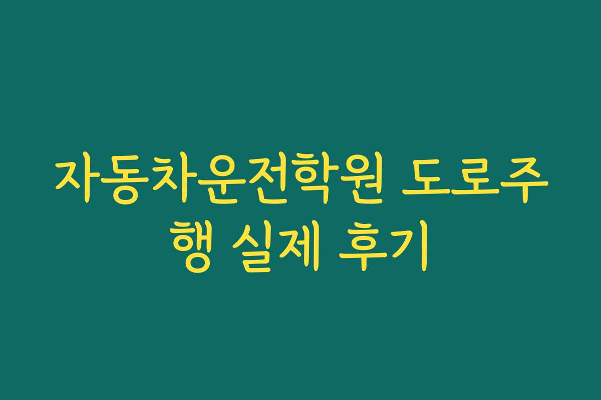 자동차운전학원 도로주행 실제 후기