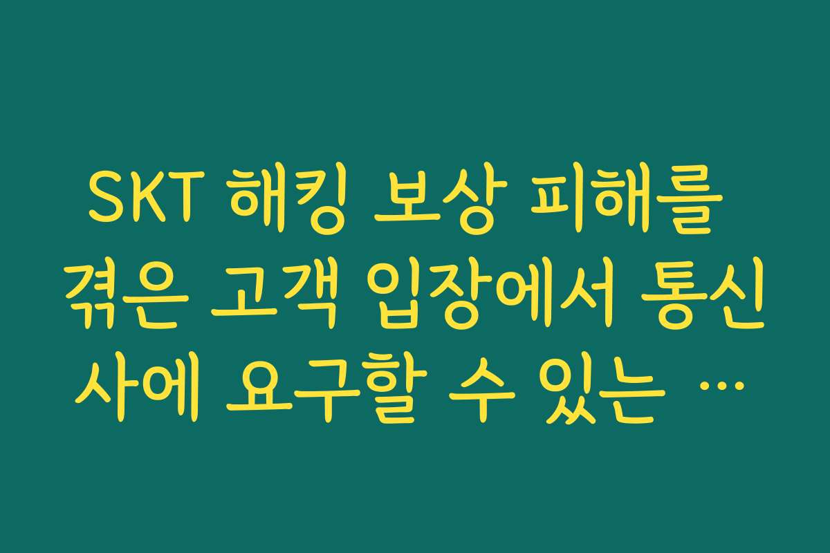 SKT 해킹 보상 피해를 겪은 고객 입장에서 통신사에 요구할 수 있는 추가 조치들
