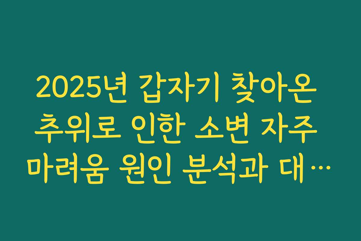 2025년 갑자기 찾아온 추위로 인한 소변 자주 마려움 원인 분석과 대처법