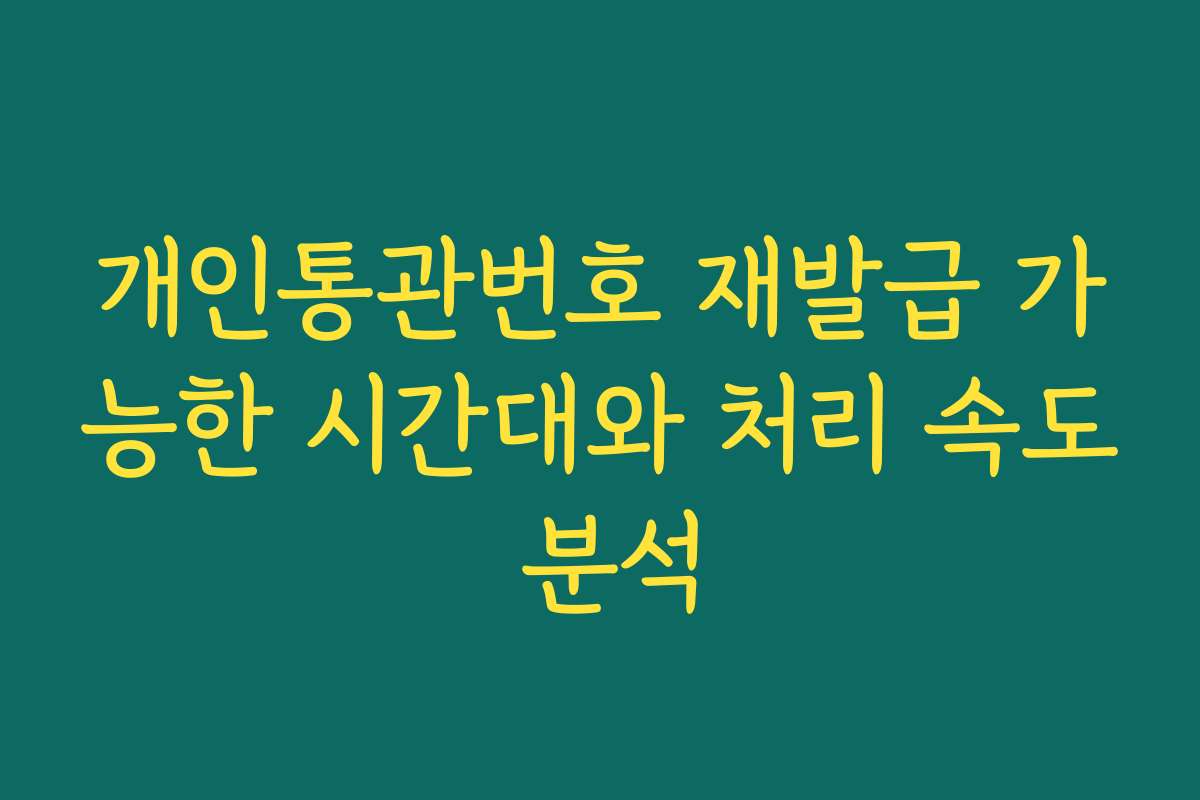 개인통관번호 재발급 가능한 시간대와 처리 속도 분석