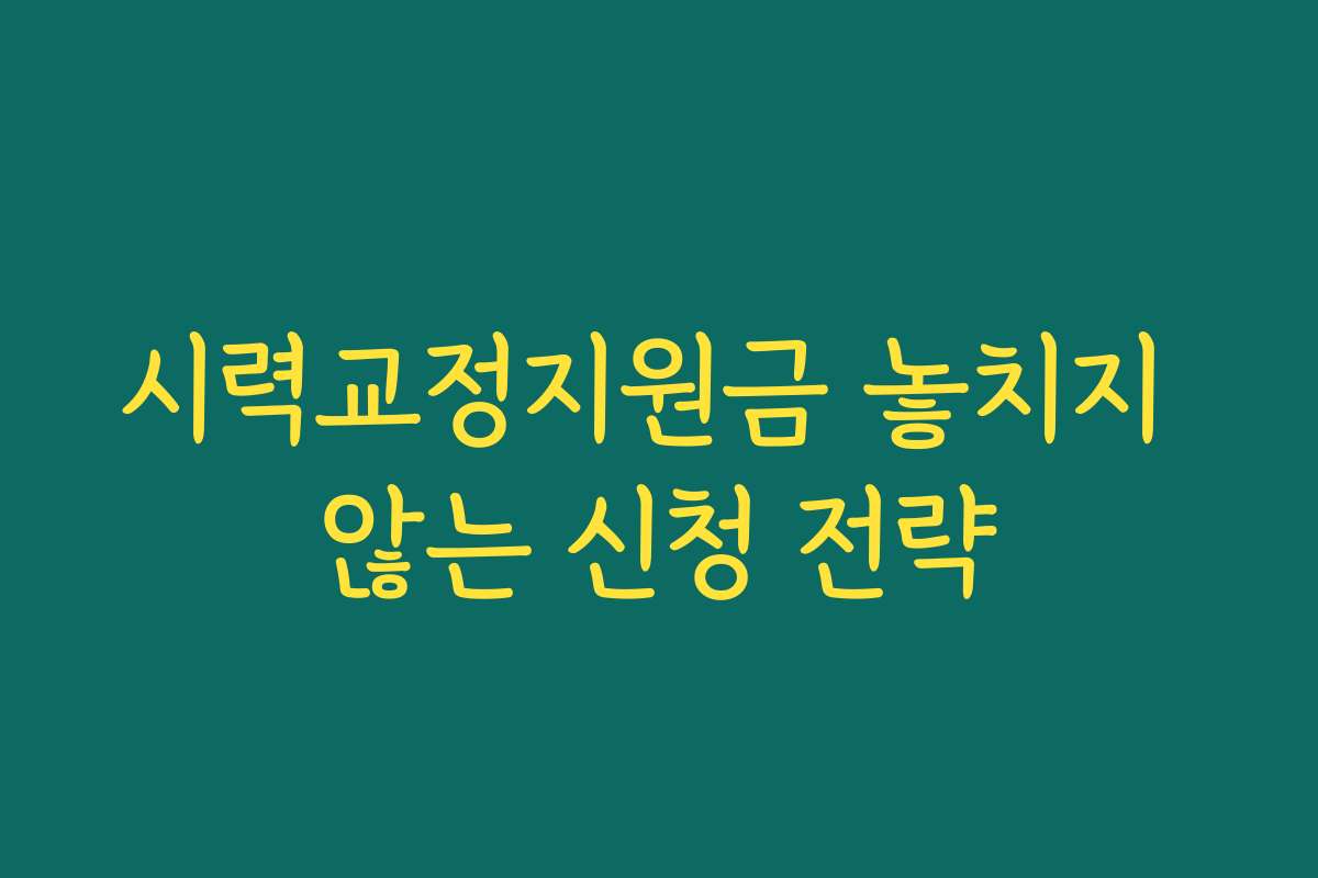 시력교정지원금 놓치지 않는 신청 전략