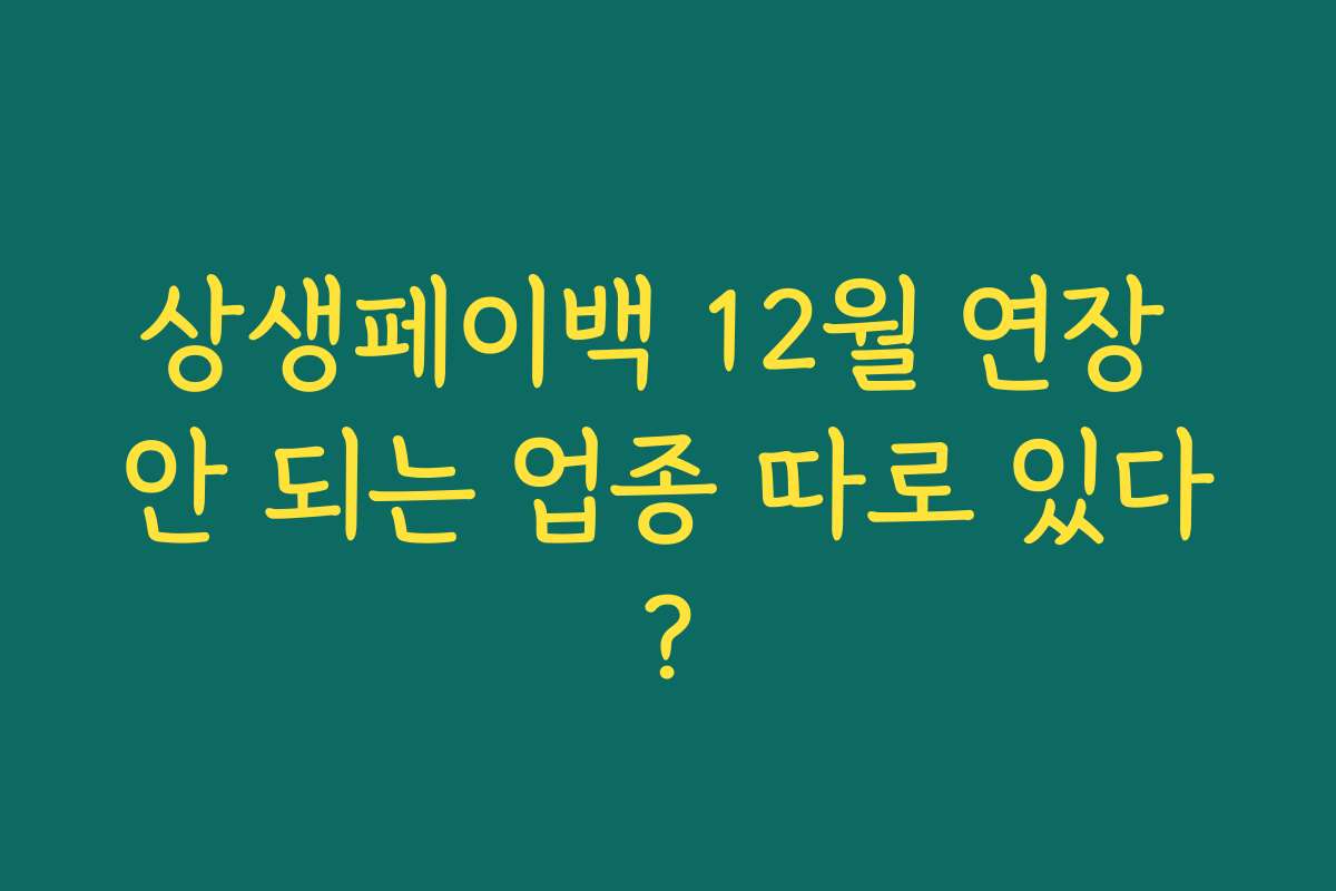 상생페이백 12월 연장 안 되는 업종 따로 있다?