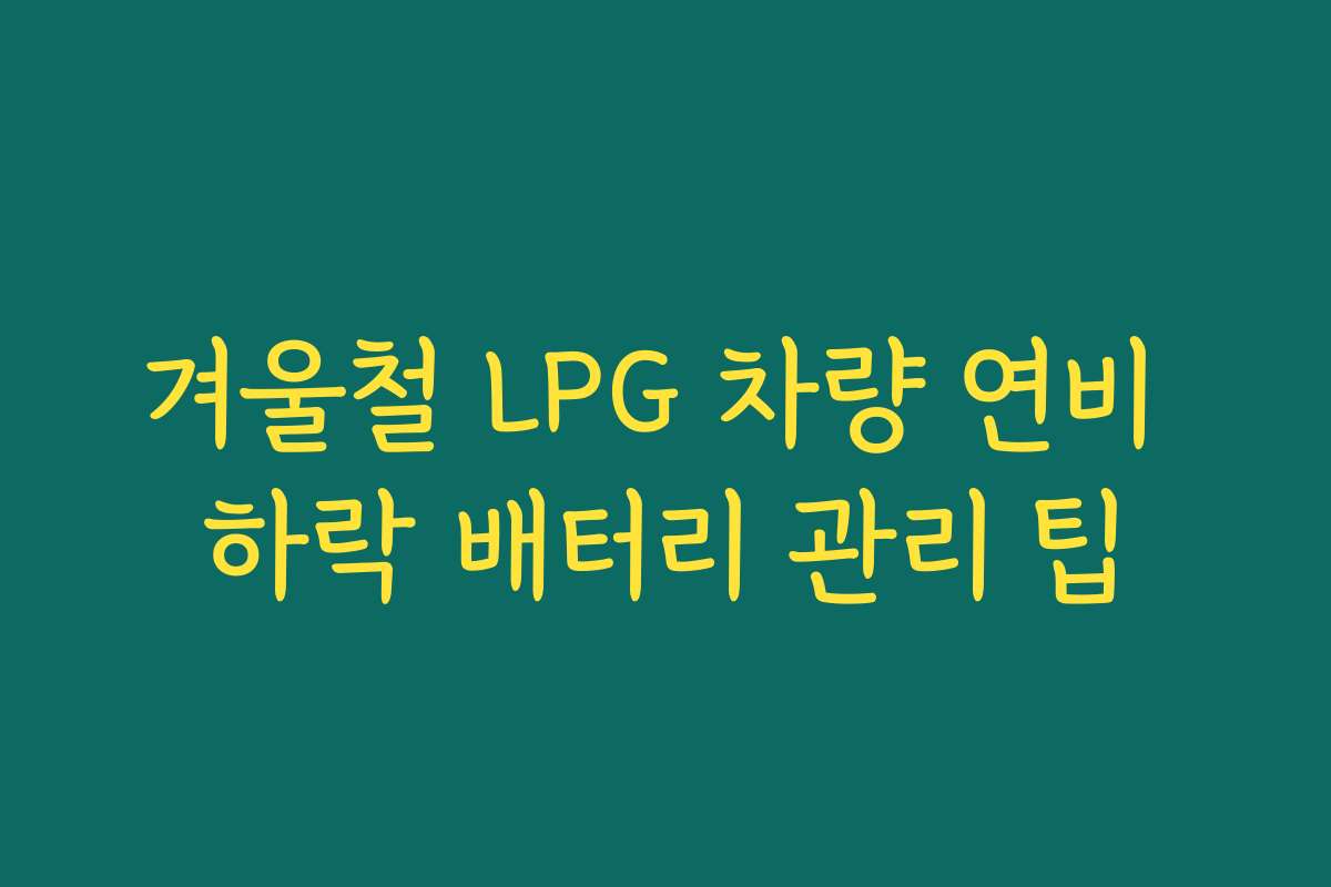 겨울철 LPG 차량 연비 하락 배터리 관리 팁