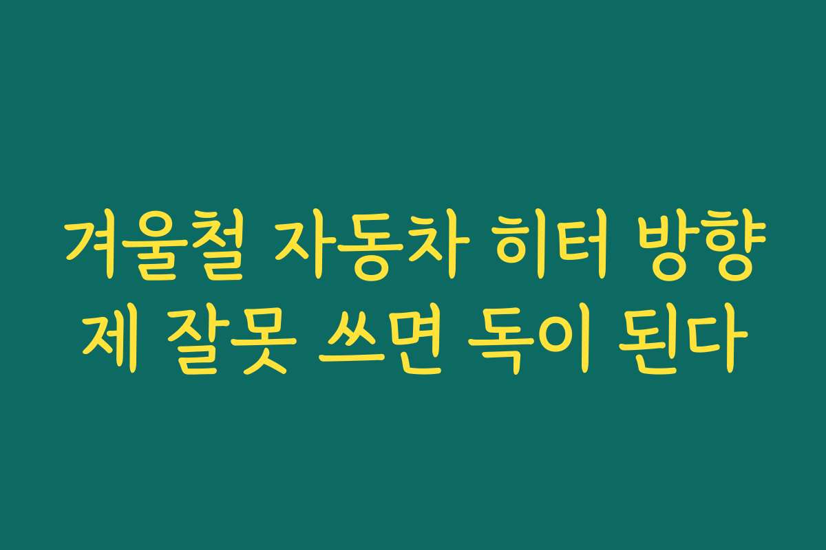 겨울철 자동차 히터 방향제 잘못 쓰면 독이 된다