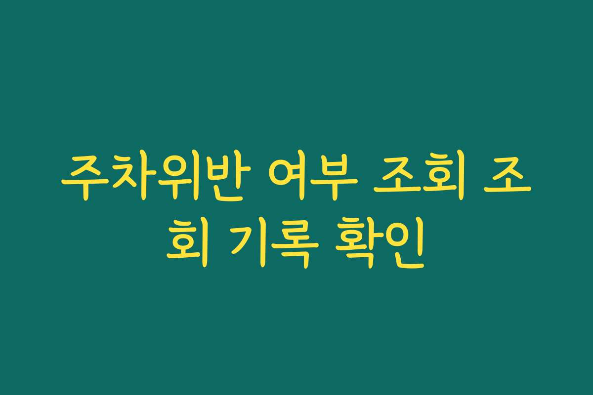 주차위반 여부 조회 조회 기록 확인