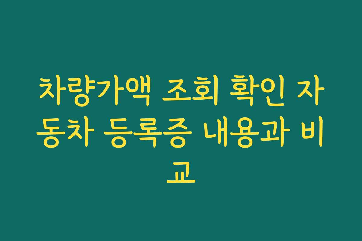 차량가액 조회 확인 자동차 등록증 내용과 비교