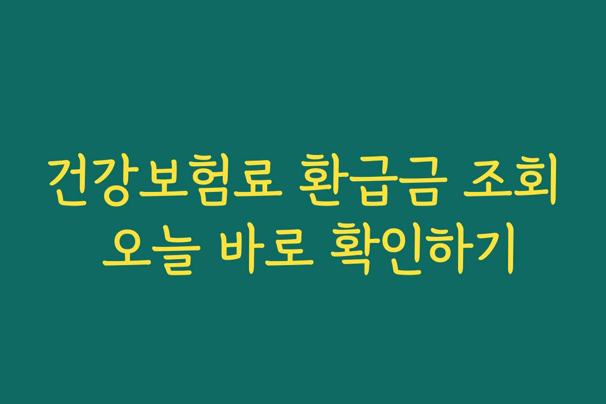 건강보험료 환급금 조회 오늘 바로 확인하기