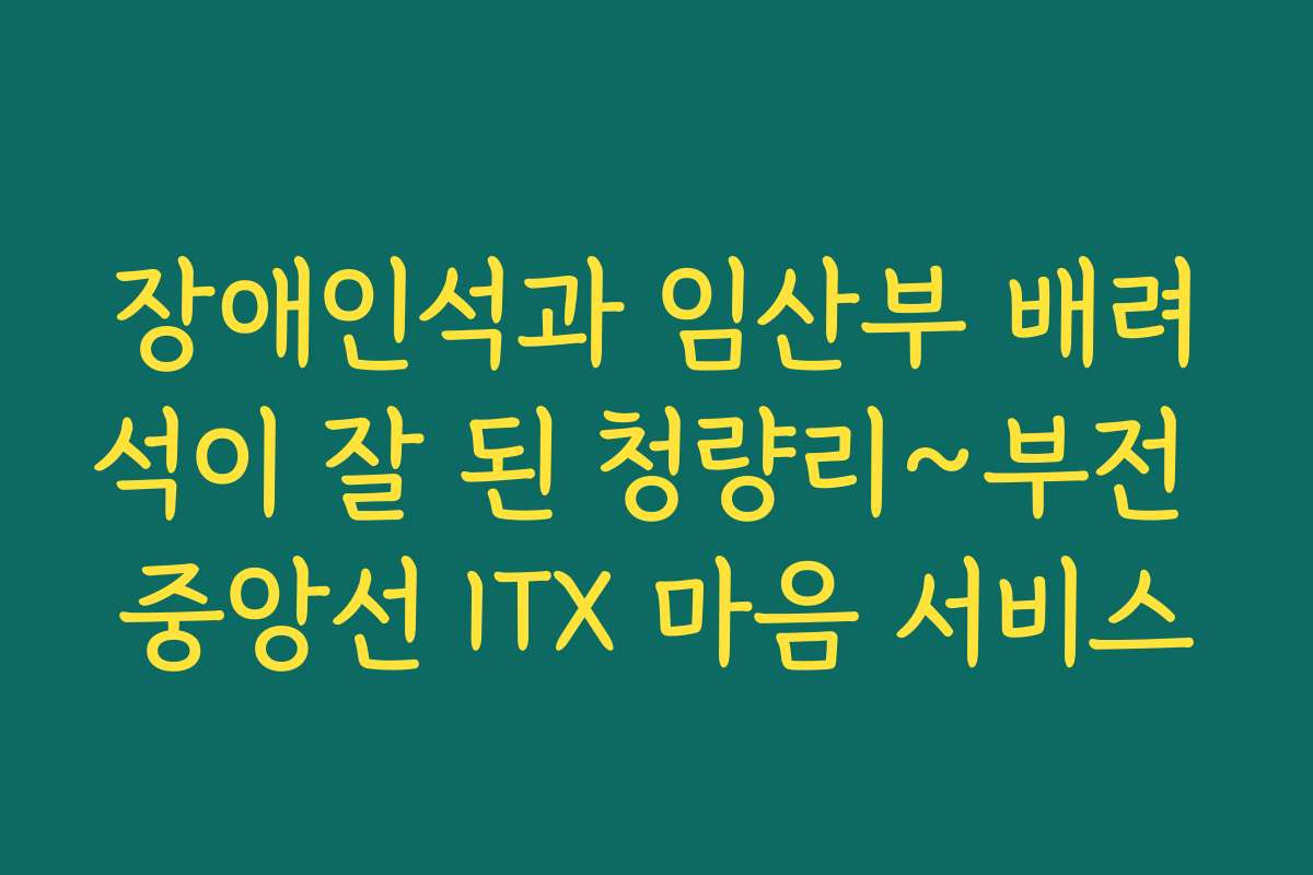 장애인석과 임산부 배려석이 잘 된 청량리~부전 중앙선 ITX 마음 서비스
