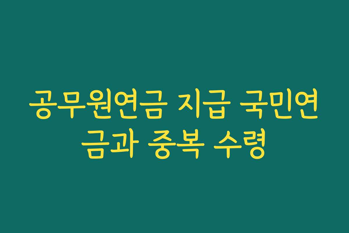 공무원연금 지급 국민연금과 중복 수령