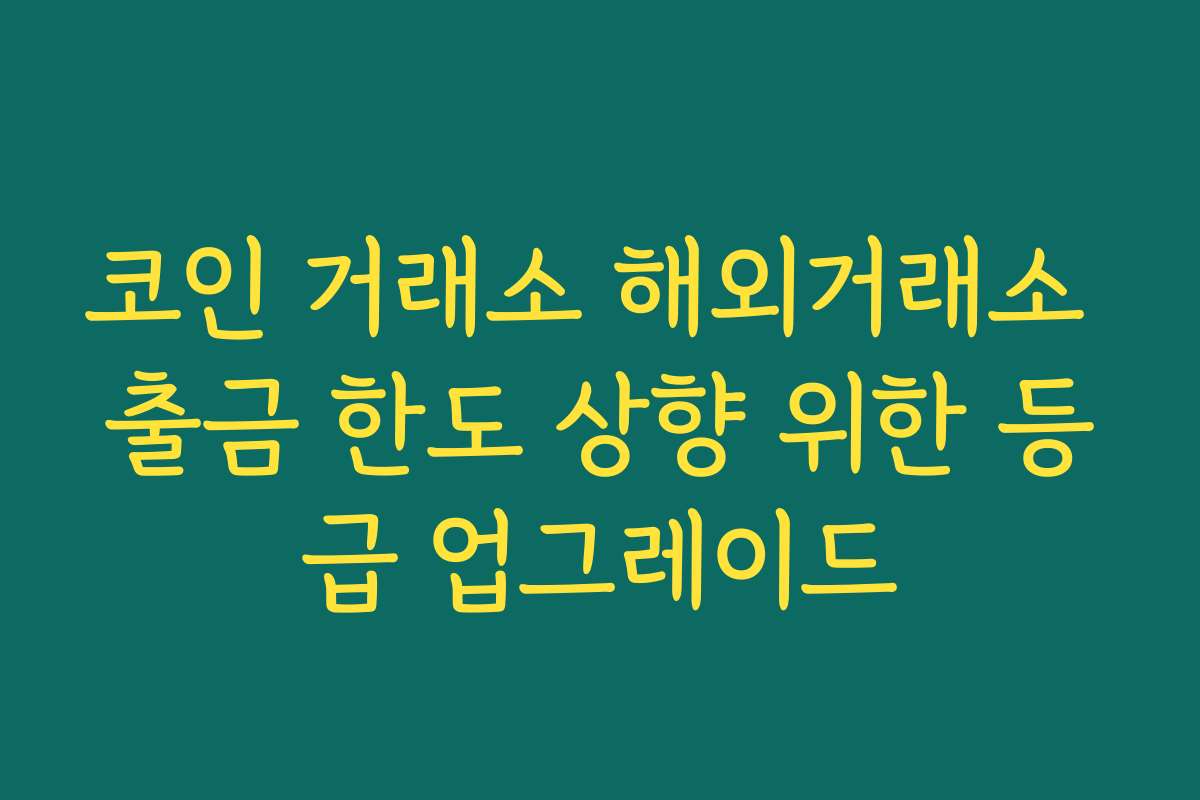 코인 거래소 해외거래소 출금 한도 상향 위한 등급 업그레이드