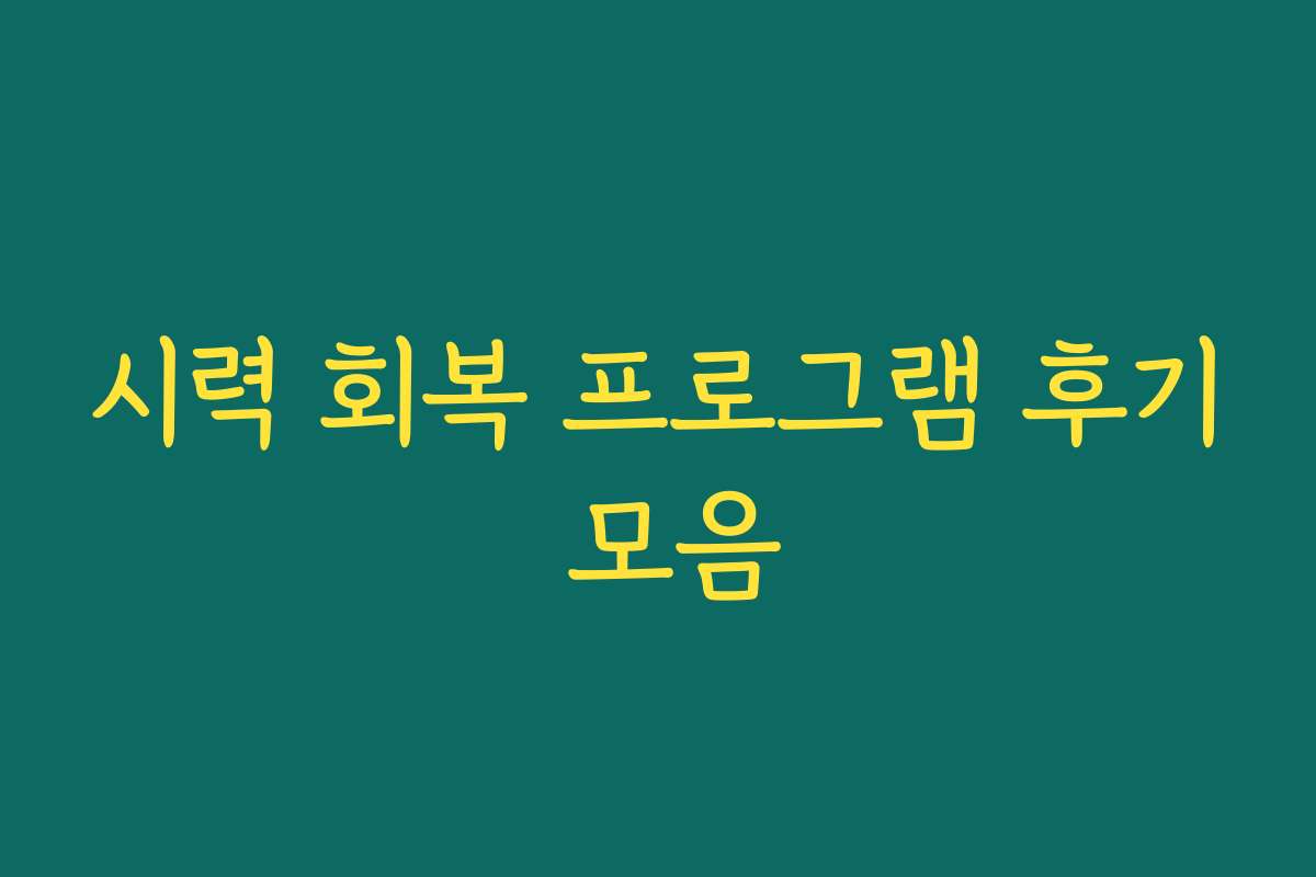 시력 회복 프로그램 후기 모음