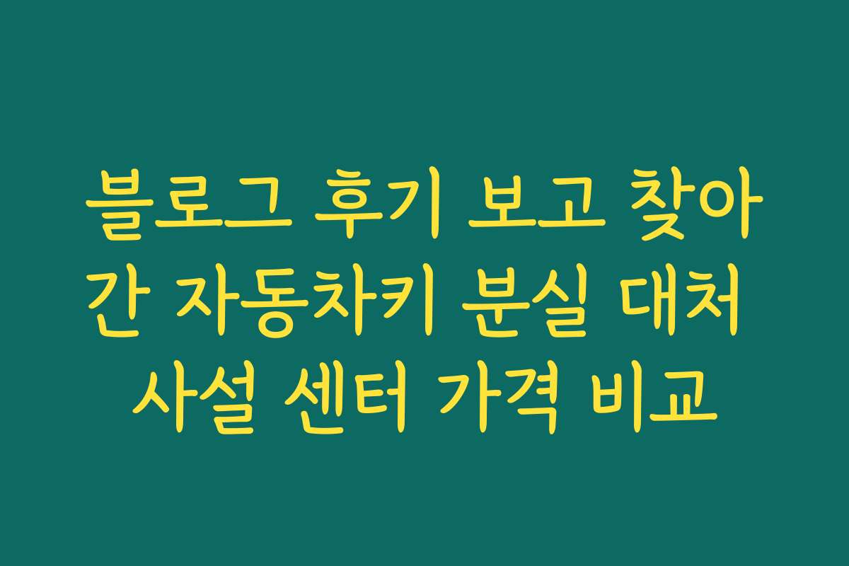 블로그 후기 보고 찾아간 자동차키 분실 대처 사설 센터 가격 비교