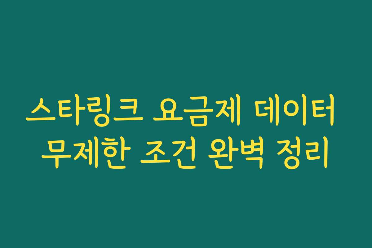 스타링크 요금제 데이터 무제한 조건 완벽 정리