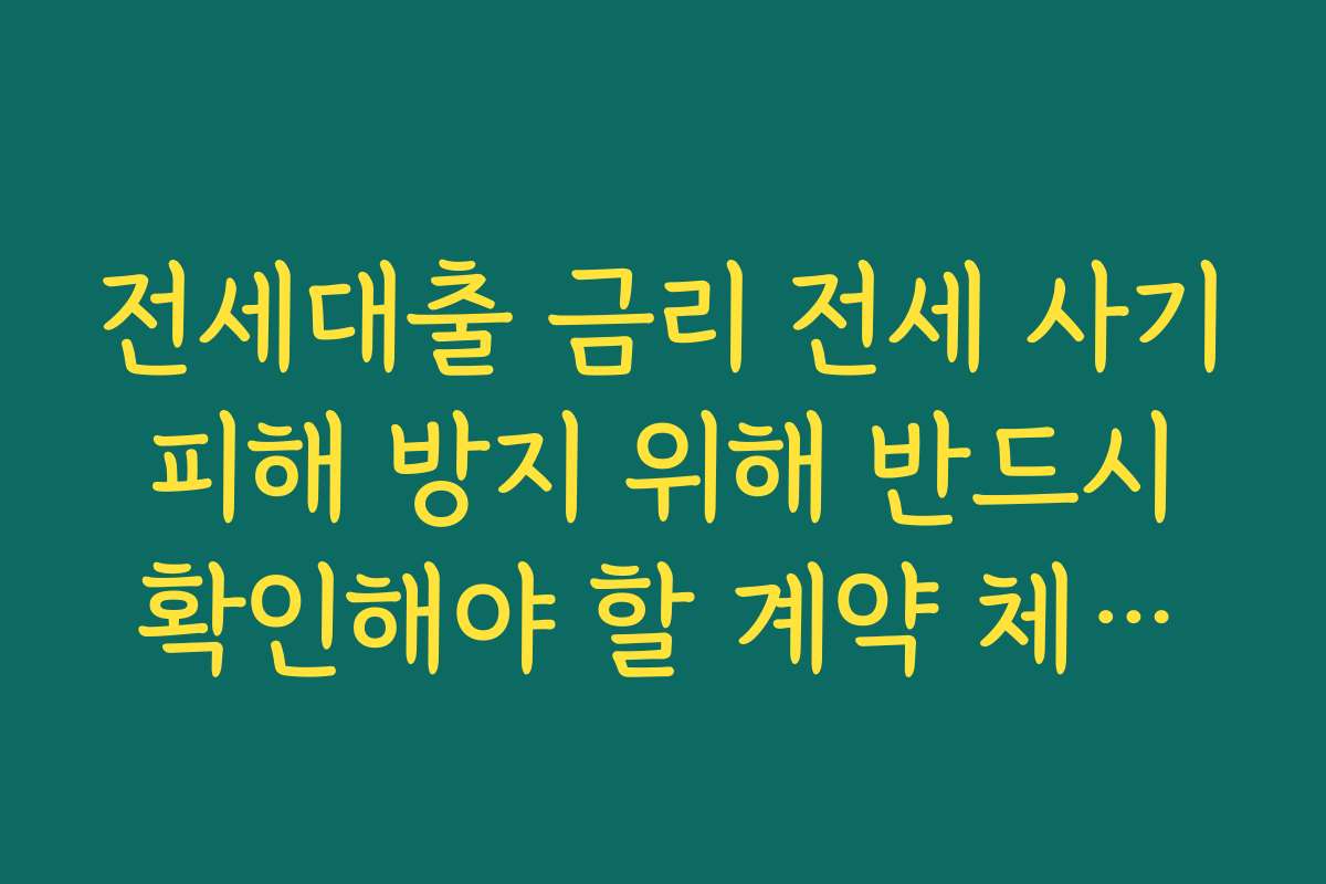 전세대출 금리 전세 사기 피해 방지 위해 반드시 확인해야 할 계약 체크포인트 전세대출 금리 전세 사기 피해 방지 위해 반드시 확인해야 할 계약 체크포인트